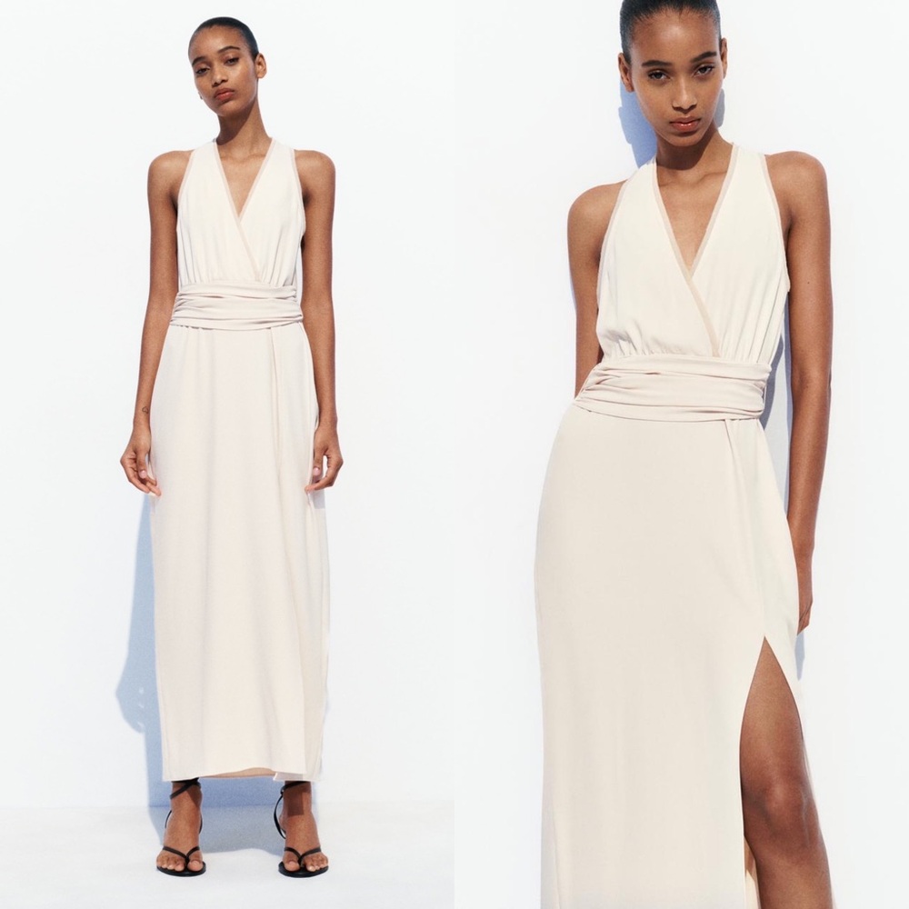 ZARA NWT! MIXED SEMI-SHEER SLIP DRESS